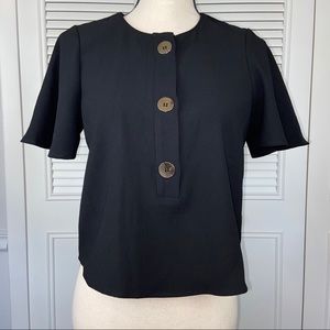 Zara TRF Collection Black Blouse Gold Buttons